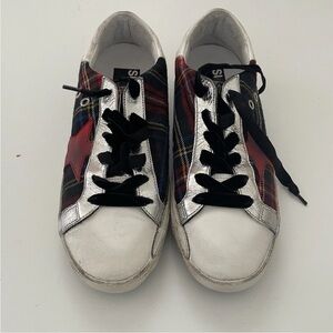 Golden Goose Superstar Tartan Red Star Designer Sneakers EU 38 US W8 New No Box